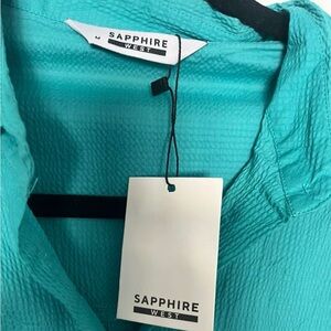 Sapphire teal 
Full sleeved shirt dress kameez with optional belt Medium womens